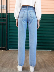 Heart Straight Leg Jeans with Pockets