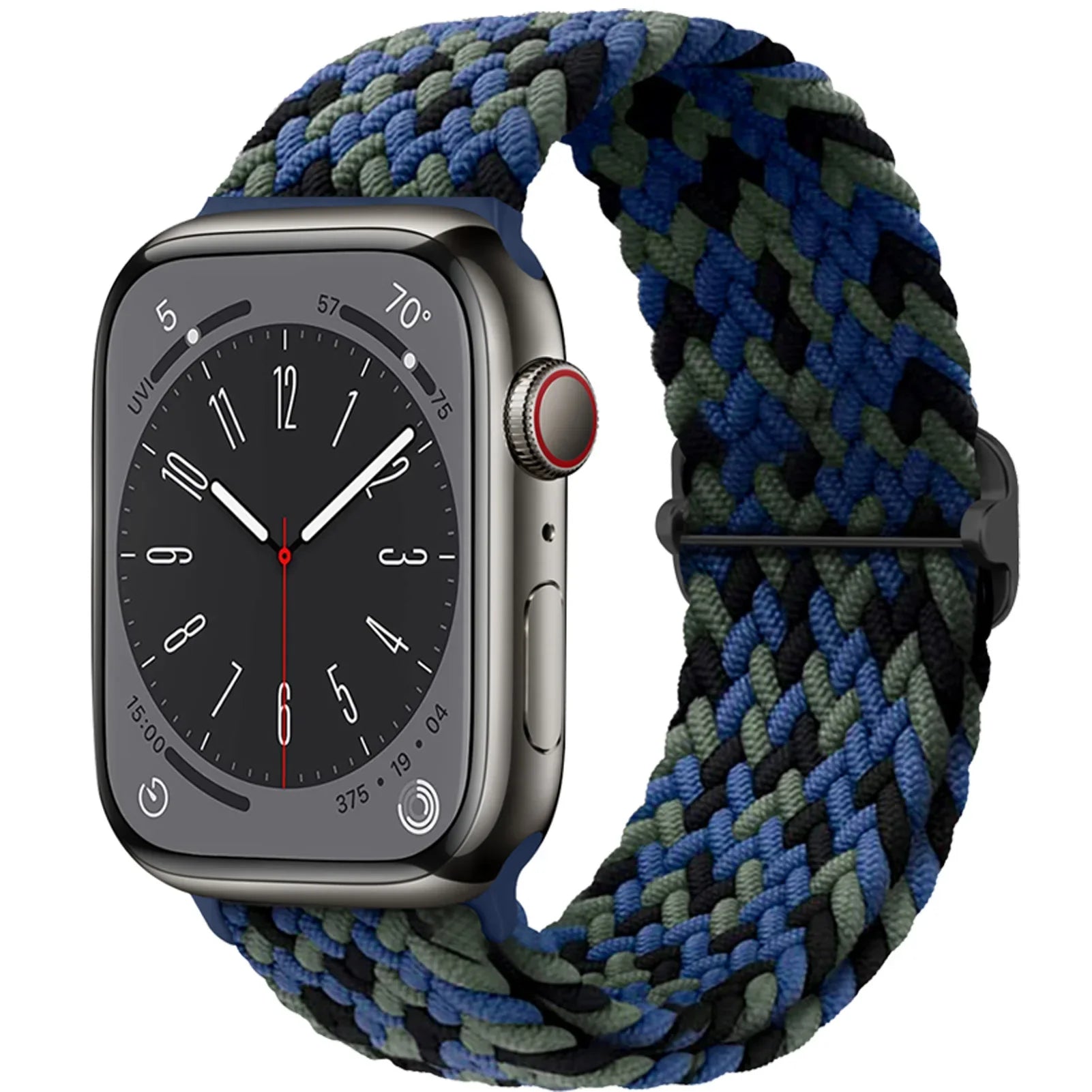 Elastic Nylon Braided Solo Loop Band for Apple Watch Series Black Blue Green / 42mm 44mm 45mm 49mm