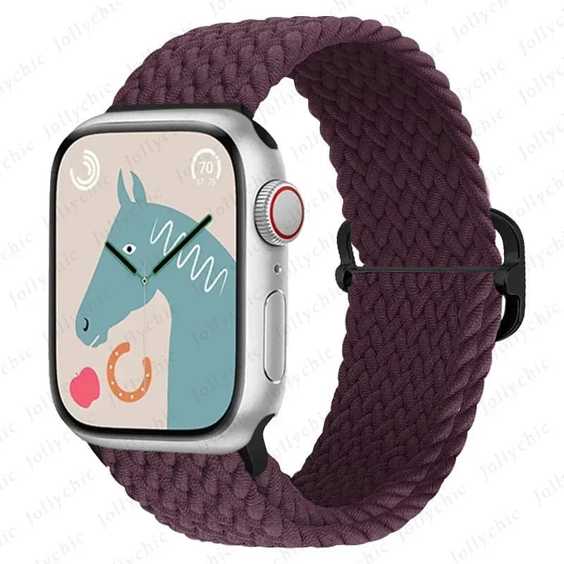 Elastic Nylon Braided Solo Loop Band for Apple Watch Series Cherry / 42mm 44mm 45mm 49mm