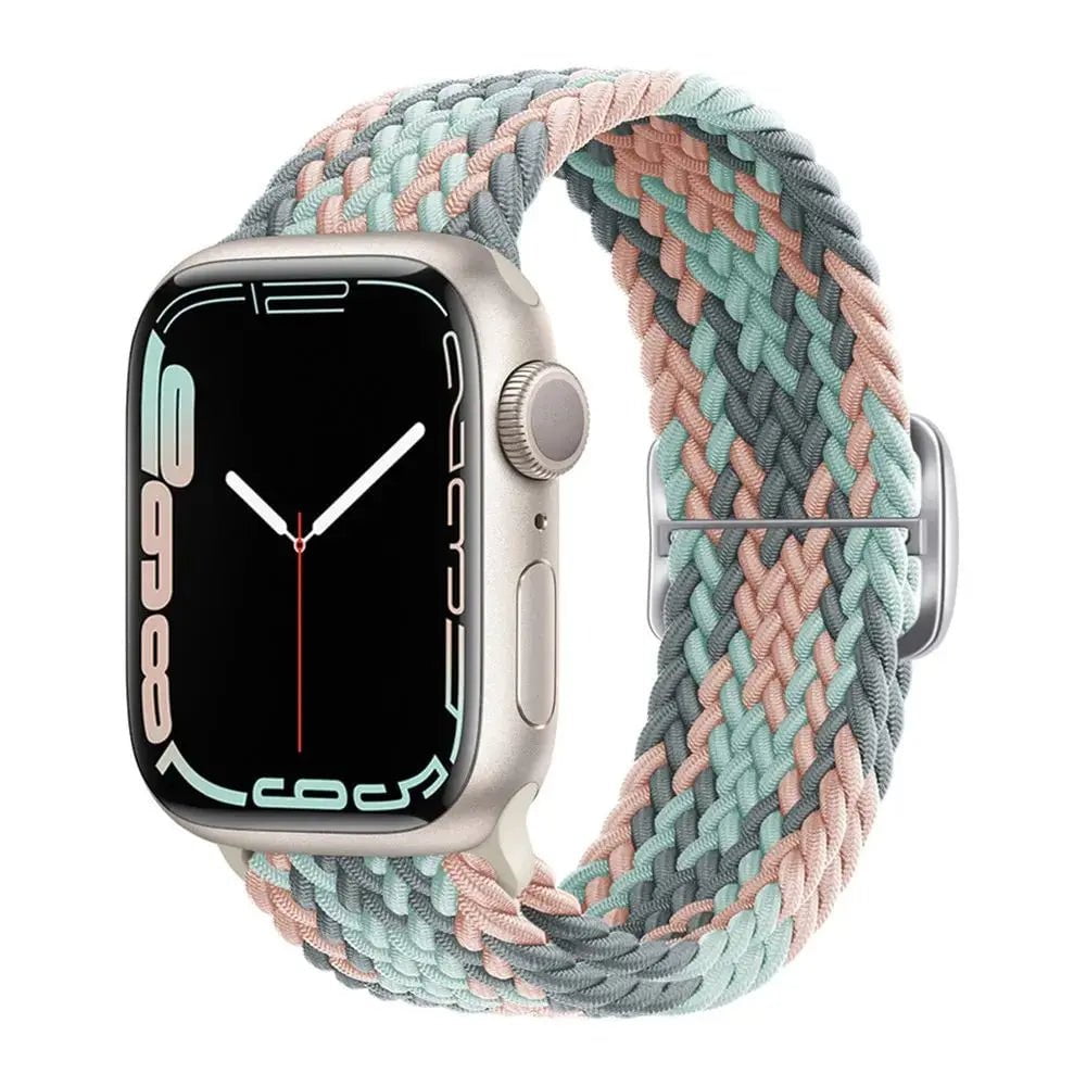 Elastic Nylon Braided Solo Loop Band for Apple Watch Series Coral / 42mm 44mm 45mm 49mm