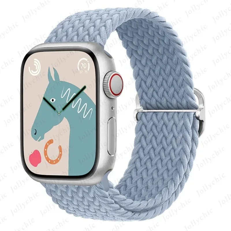 Elastic Nylon Braided Solo Loop Band for Apple Watch Series Cyan / 42mm 44mm 45mm 49mm