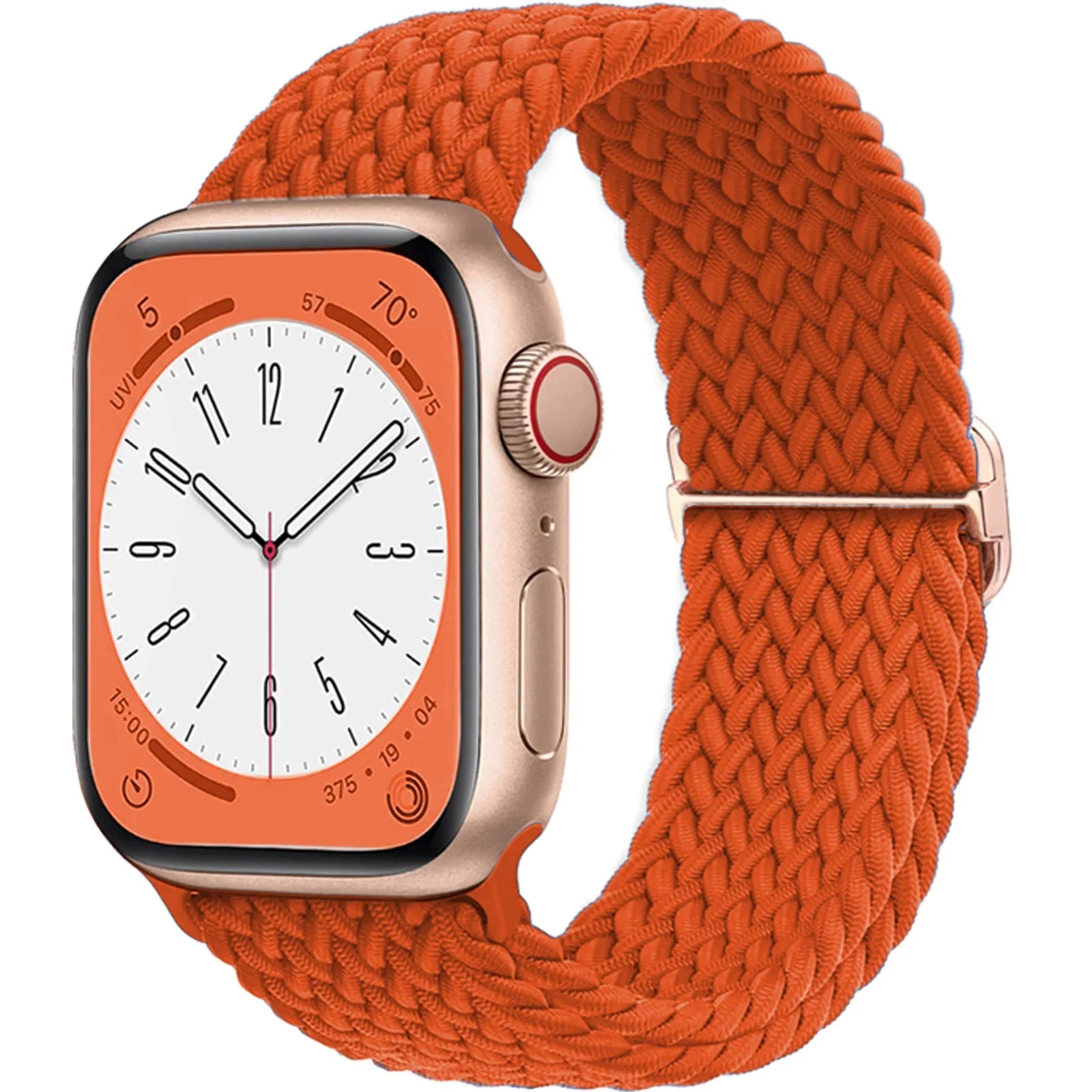 Elastic Nylon Braided Solo Loop Band for Apple Watch Series Deep Orange / 42mm 44mm 45mm 49mm