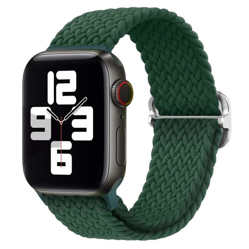 Elastic Nylon Braided Solo Loop Band for Apple Watch Series DeepGreen 1 / 38mm 40mm 41mm