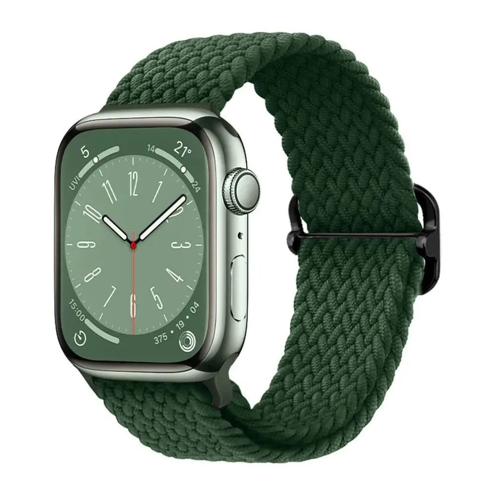 Elastic Nylon Braided Solo Loop Band for Apple Watch Series DeepGreen / 42mm 44mm 45mm 49mm
