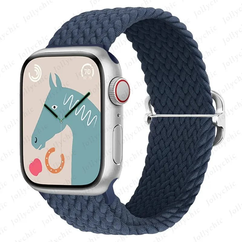 Elastic Nylon Braided Solo Loop Band for Apple Watch Series DeepU / 42mm 44mm 45mm 49mm