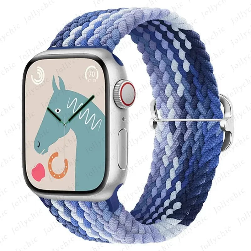 Elastic Nylon Braided Solo Loop Band for Apple Watch Series Gradient U / 38mm 40mm 41mm