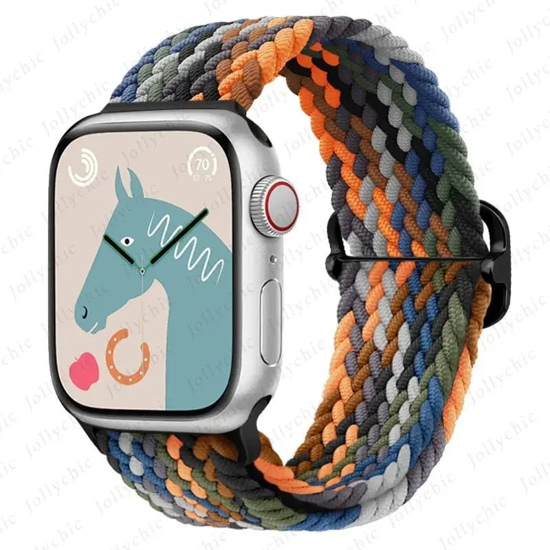 Elastic Nylon Braided Solo Loop Band for Apple Watch Series Multicolor / 42mm 44mm 45mm 49mm