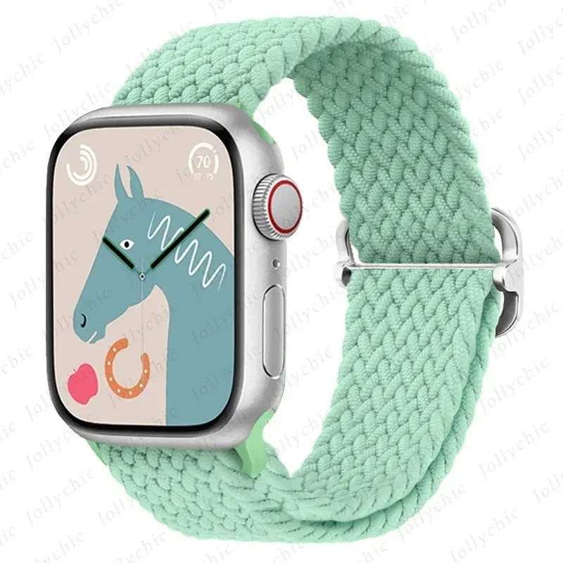 Elastic Nylon Braided Solo Loop Band for Apple Watch Series Pistachio / 42mm 44mm 45mm 49mm