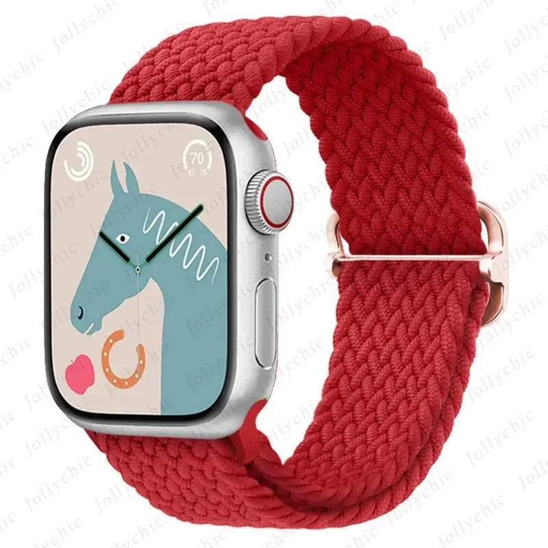 Elastic Nylon Braided Solo Loop Band for Apple Watch Series Red / 38mm 40mm 41mm