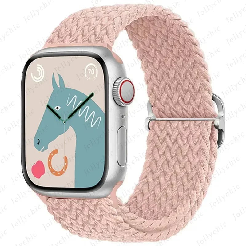 Elastic Nylon Braided Solo Loop Band for Apple Watch Series Sand Pink / 42mm 44mm 45mm 49mm