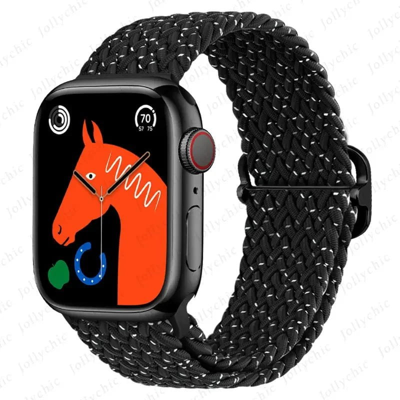 Elastic Nylon Braided Solo Loop Band for Apple Watch Series StarB / 42mm 44mm 45mm 49mm
