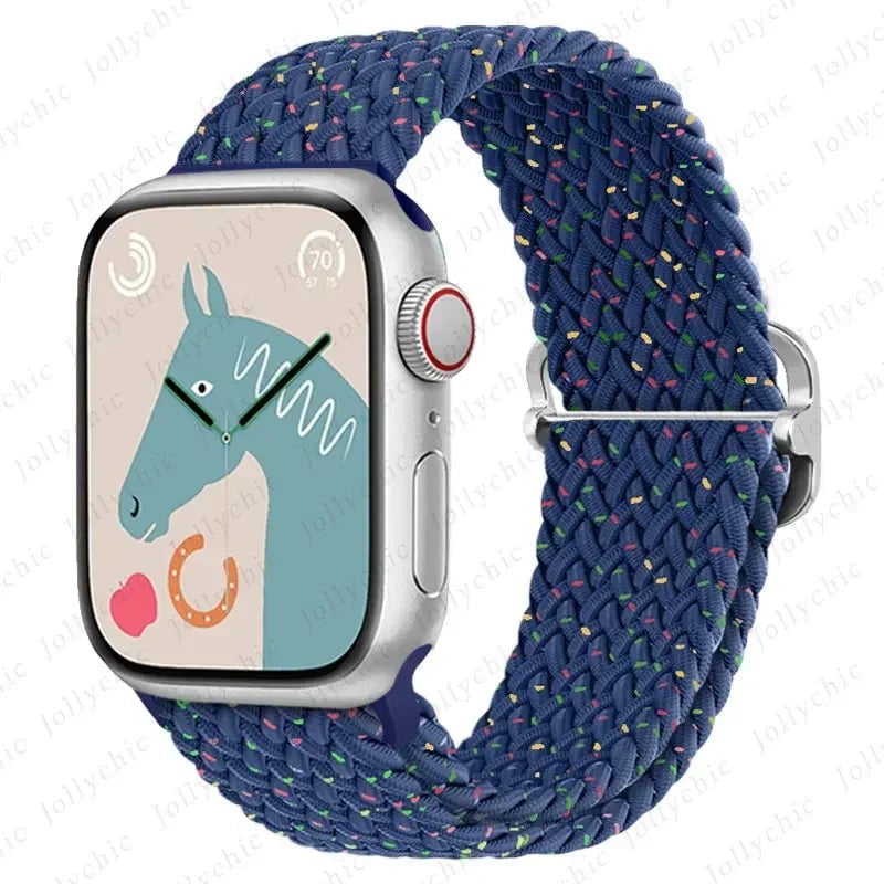 Elastic Nylon Braided Solo Loop Band for Apple Watch Series Starlight blue / 42mm 44mm 45mm 49mm