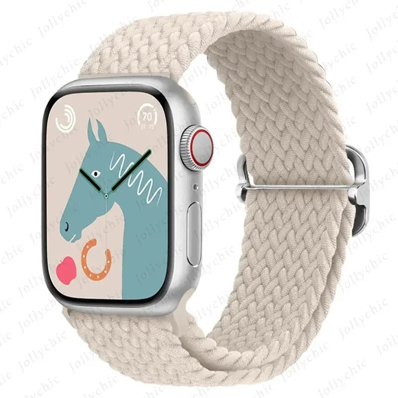 Elastic Nylon Braided Solo Loop Band for Apple Watch Series Stralight / 38mm 40mm 41mm