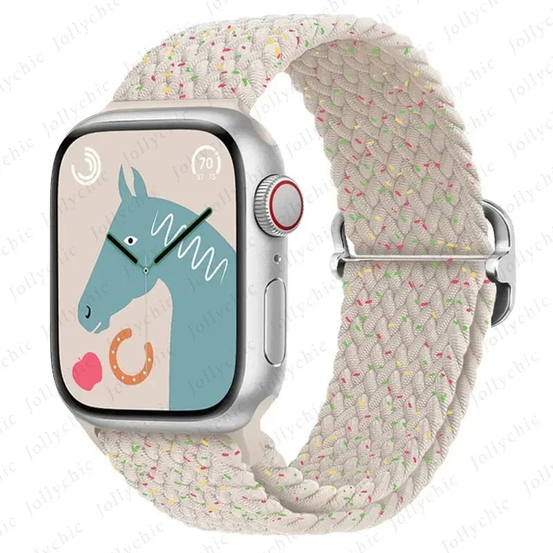 Elastic Nylon Braided Solo Loop Band for Apple Watch Series Stralight Color / 42mm 44mm 45mm 49mm