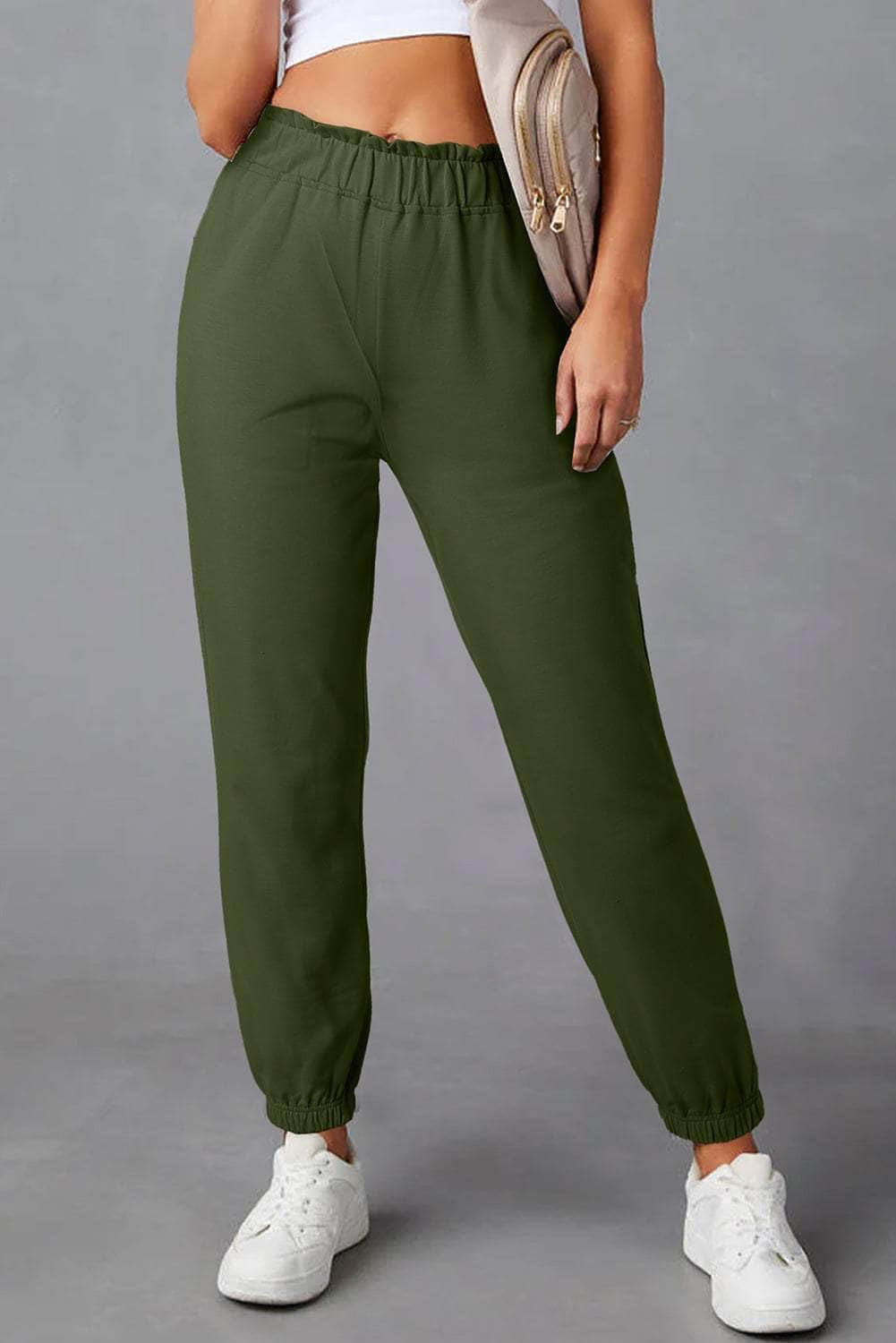 Elastic Waist Joggers Green / S