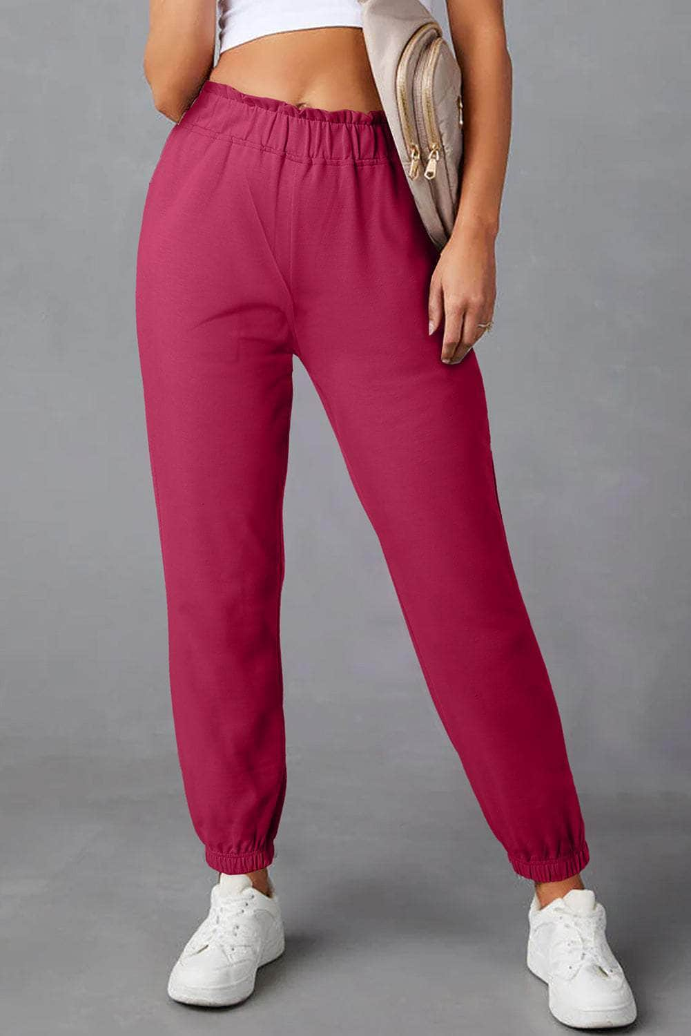 Elastic Waist Joggers Hot Pink / S