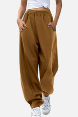 Elastic Waist Sweatpants with Pockets Chestnut / S