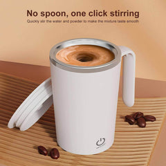 Electric Coffee Mixing Cup - Automatic Stirring Milk Mug with Stainless Steel Rotating Magnetic Water Cups, USB Charging Milkshake Cup