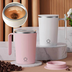 Electric Coffee Mixing Cup - Automatic Stirring Milk Mug with Stainless Steel Rotating Magnetic Water Cups, USB Charging Milkshake Cup