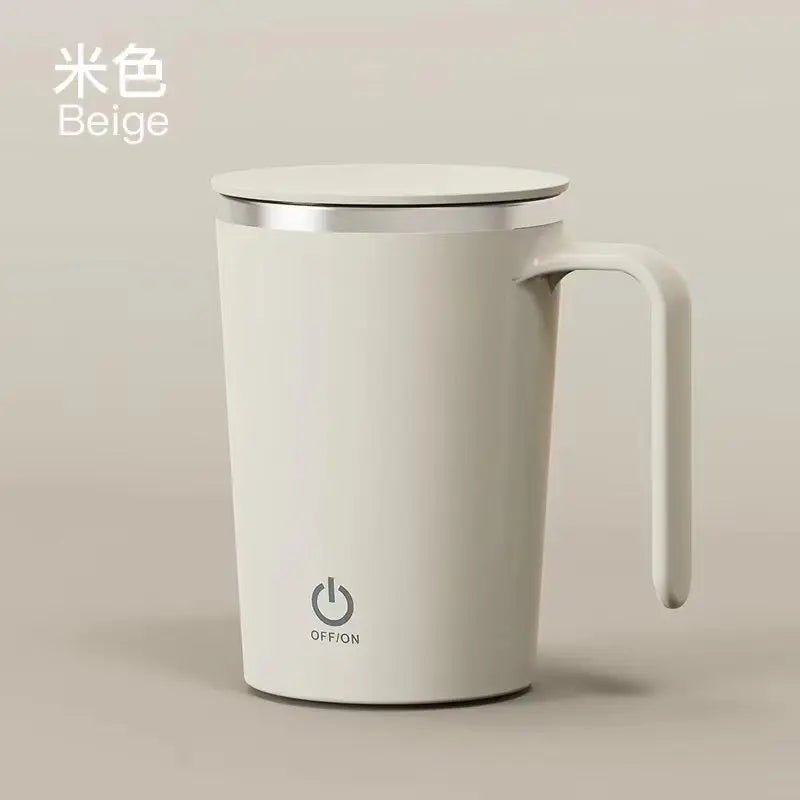 Electric Coffee Mixing Cup - Automatic Stirring Milk Mug with Stainless Steel Rotating Magnetic Water Cups, USB Charging Milkshake Cup beige / 380ML