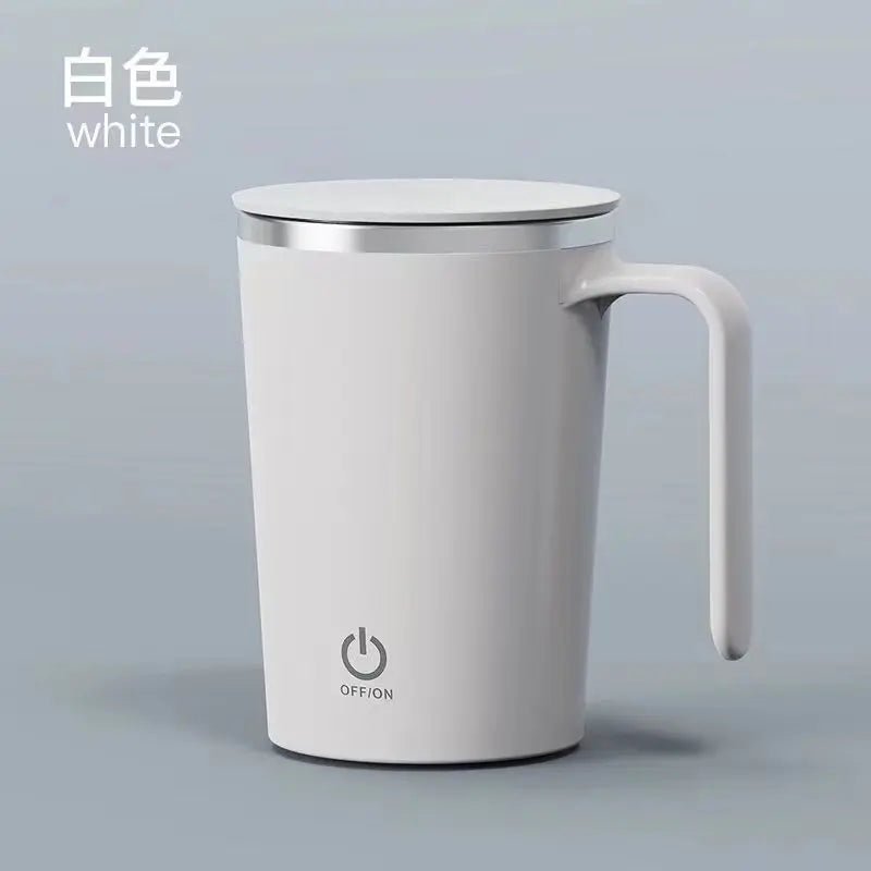 Electric Coffee Mixing Cup - Automatic Stirring Milk Mug with Stainless Steel Rotating Magnetic Water Cups, USB Charging Milkshake Cup white / 380ML