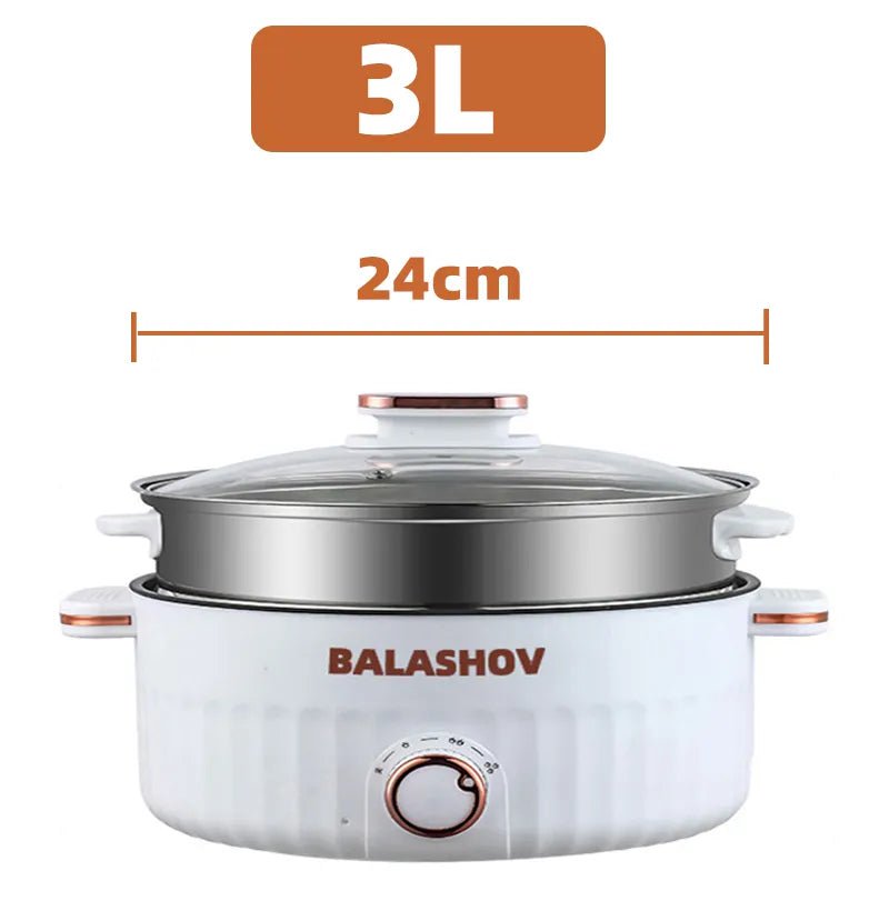 Electric Dormitory Multi Cooker: Hot Pot, Cooking, Frying, Double Layer Soup Heater Pot Fry - EU/US Plug 24cm / us