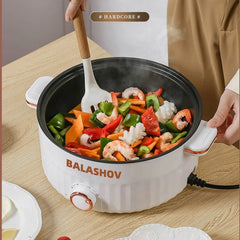 Electric Dormitory Multi Cooker: Hot Pot, Cooking, Frying, Double Layer Soup Heater Pot Fry - EU/US Plug