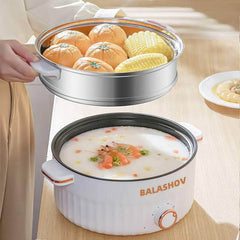 Electric Dormitory Multi Cooker: Hot Pot, Cooking, Frying, Double Layer Soup Heater Pot Fry - EU/US Plug