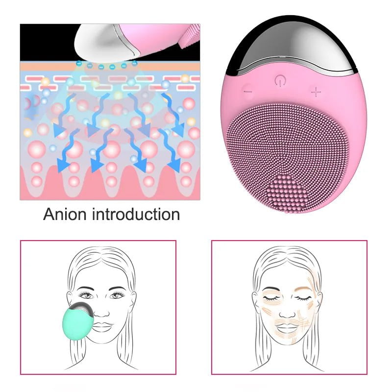 Electric Face Cleaner: Sonic Silicone Cleansing Brush, Ultrasonic Vibrating Massager