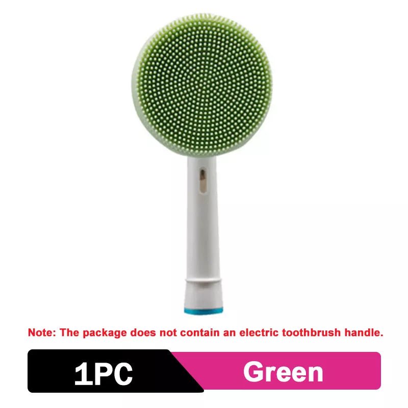Electric Toothbrush Replacement & Facial Cleansing Brush Heads - Silicone Cleansing for Face Skin Care Green