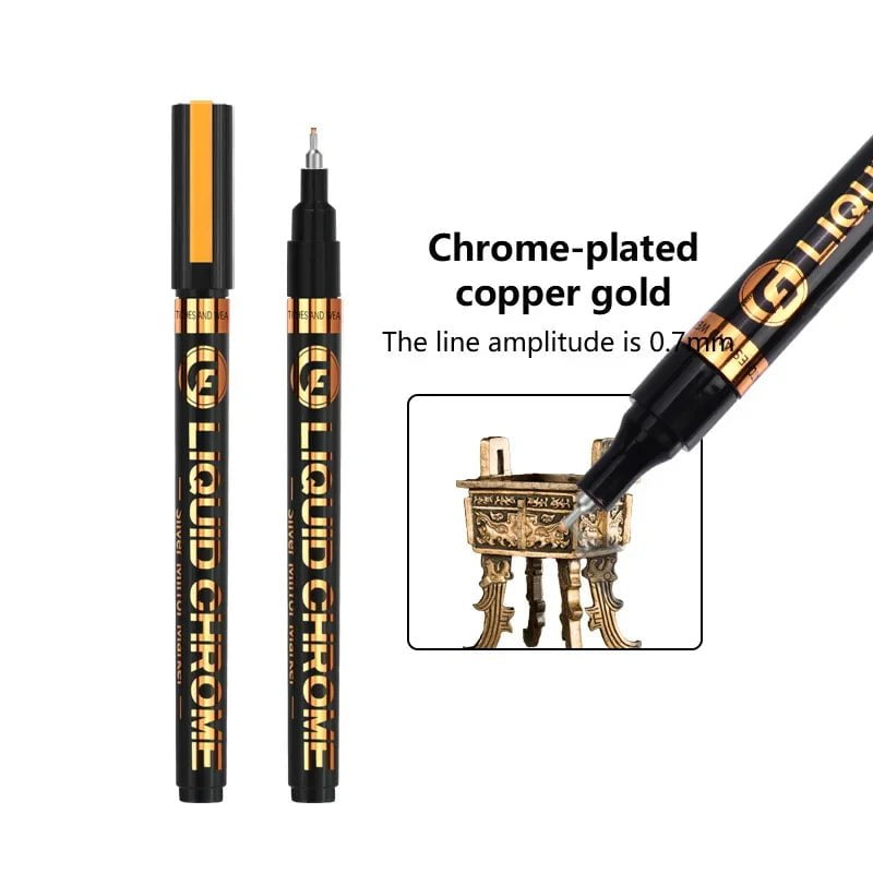 Electroplating Mirror Silver Liquid Paint Pen 0.7mm copper gold