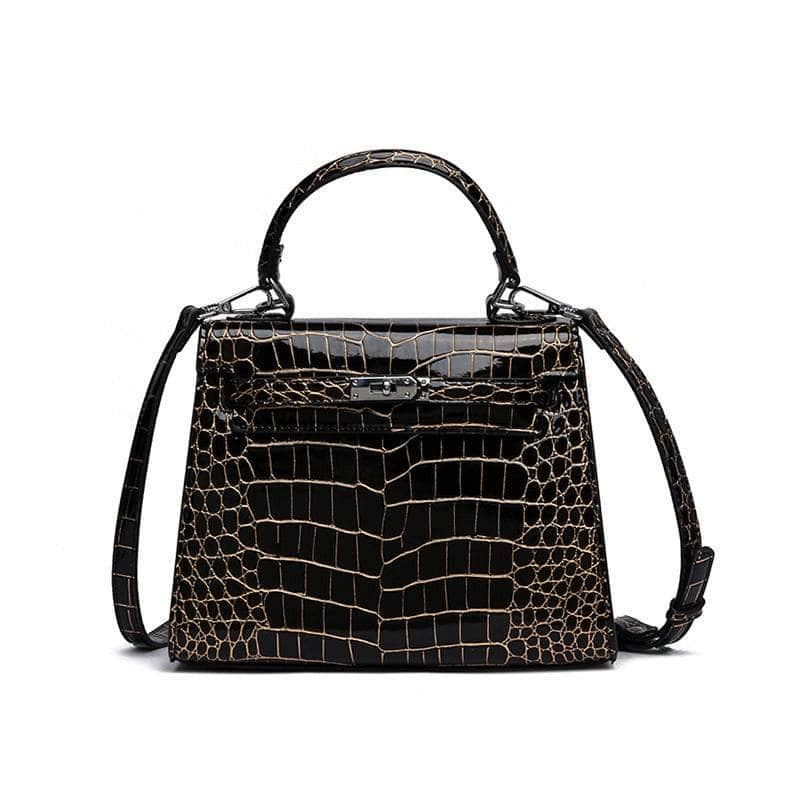 Elegant Alligator Patterned Handbag Black