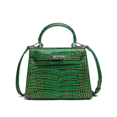 Elegant Alligator Patterned Handbag Green