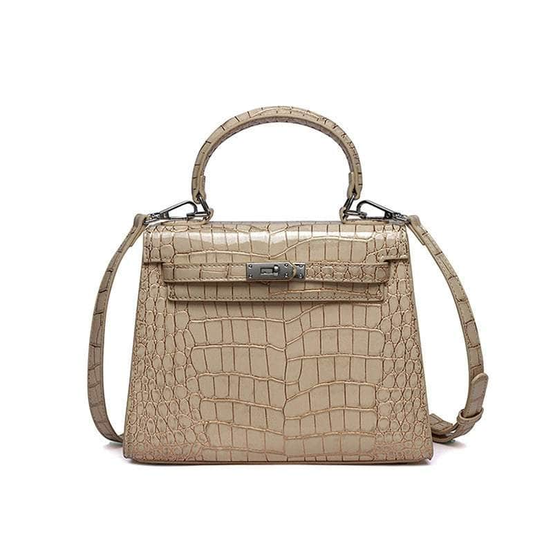 Elegant Alligator Patterned Handbag Ivory