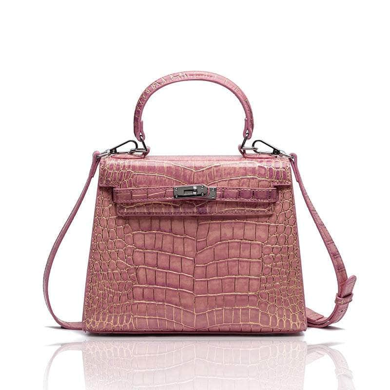 Elegant Alligator Patterned Handbag Pink