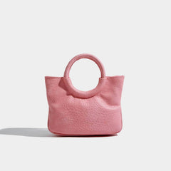 Elegant Circular Handle Shoulder Bag Pink