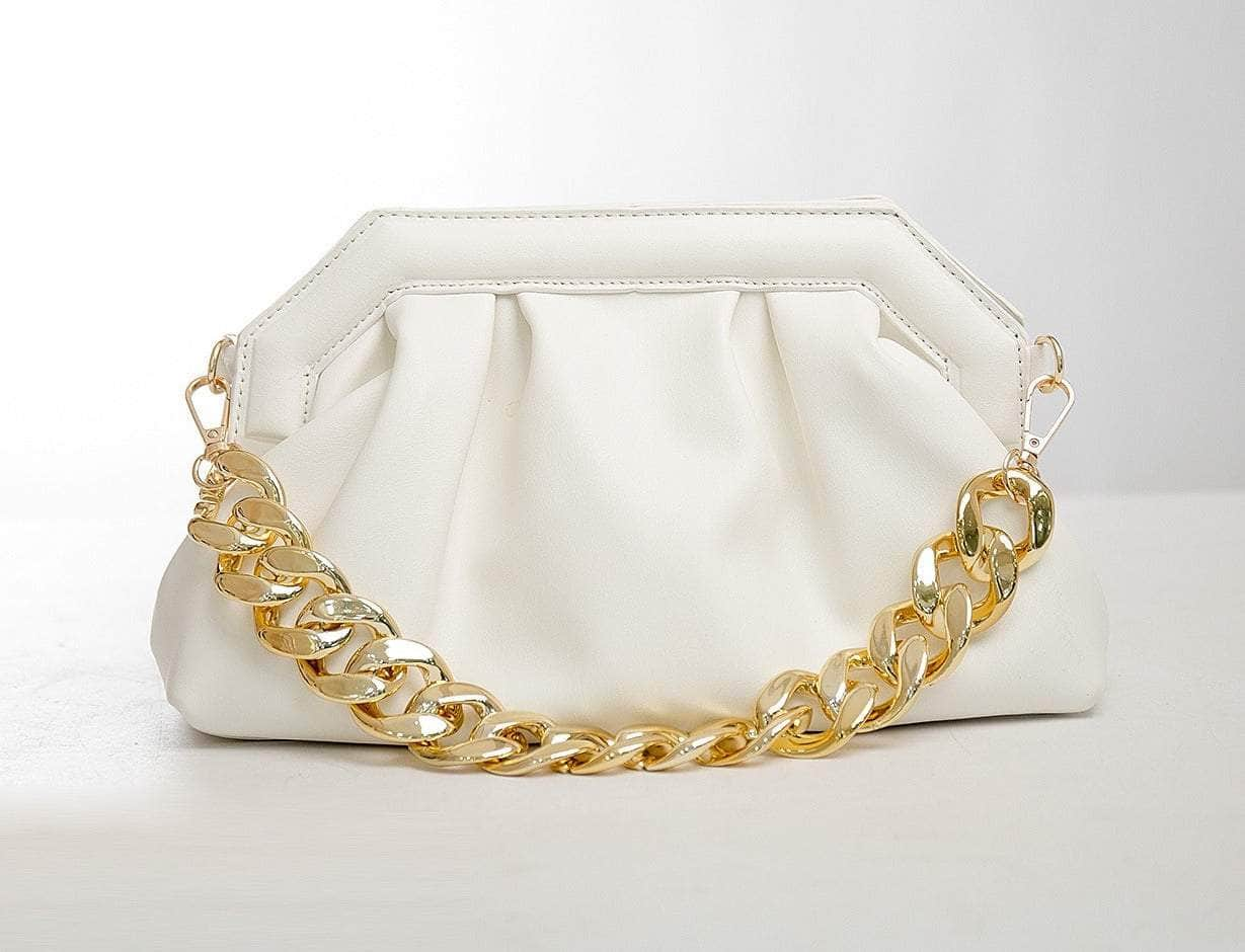 Elegant Clutch Shoulder Purse White