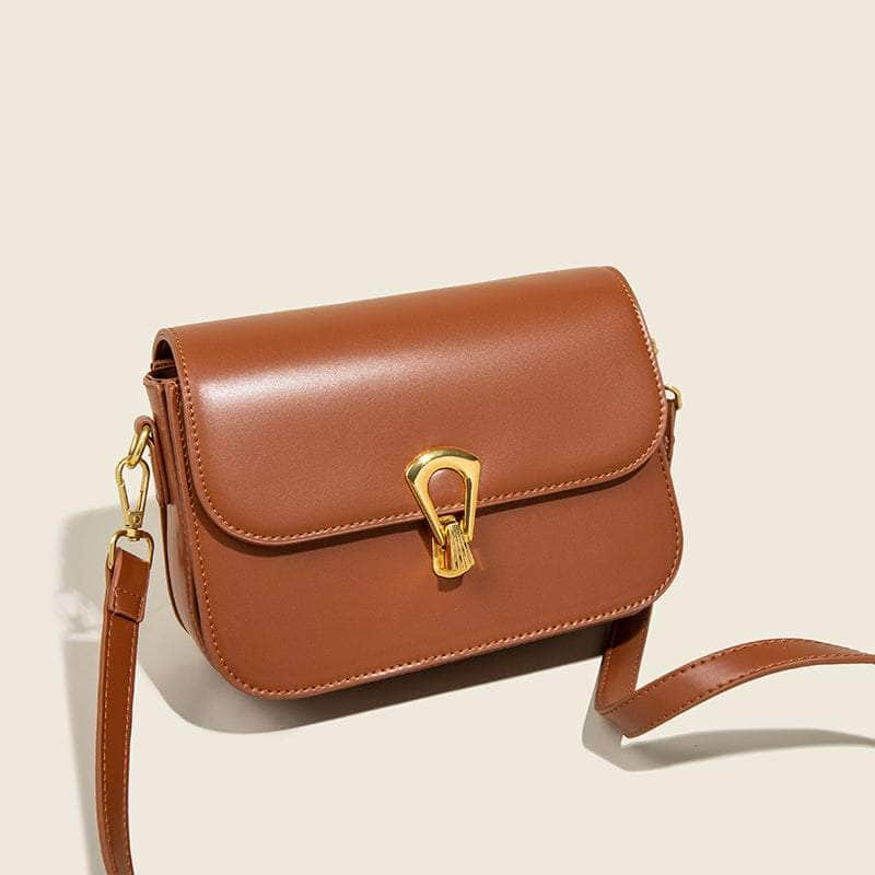 Elegant Compact Square Bag with Metal Lock Closure