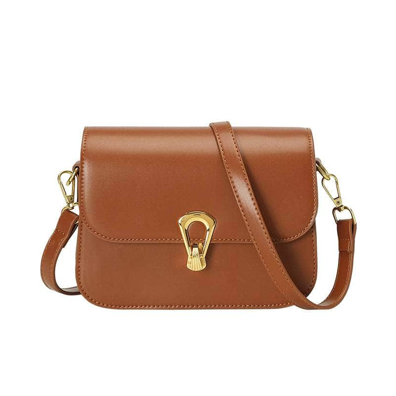 Elegant Compact Square Bag with Metal Lock Closure