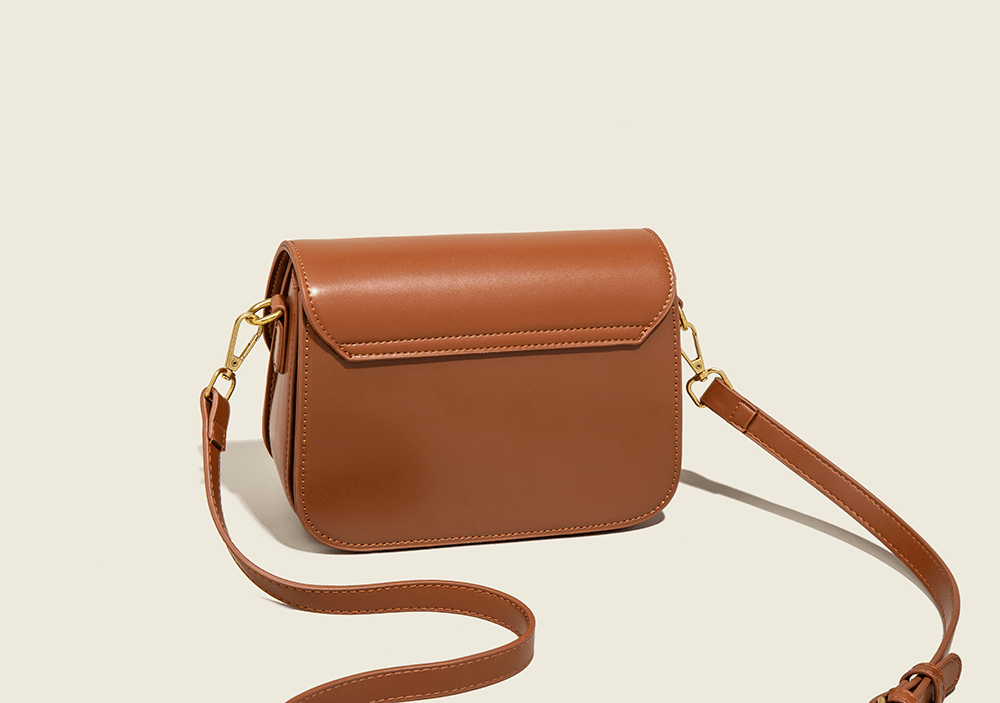 Elegant Compact Square Bag with Metal Lock Closure