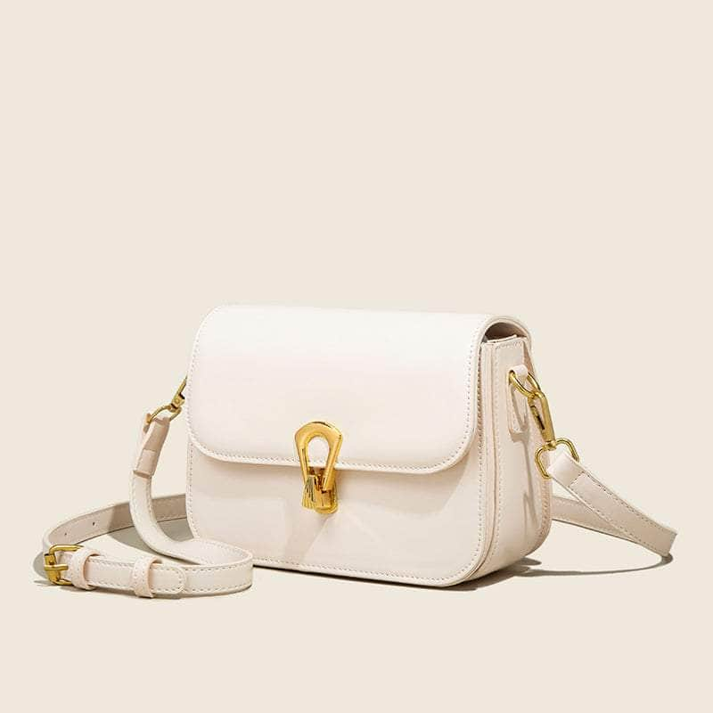 Elegant Compact Square Bag with Metal Lock Closure