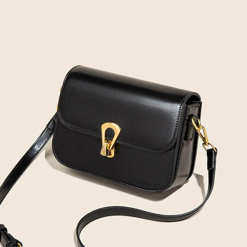 Elegant Compact Square Bag with Metal Lock Closure