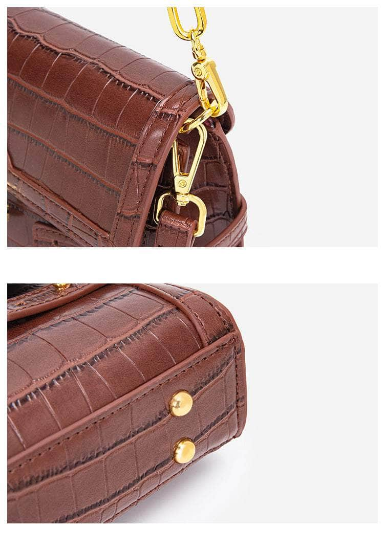 Elegant Croc Skin Crossbody Leather Bag