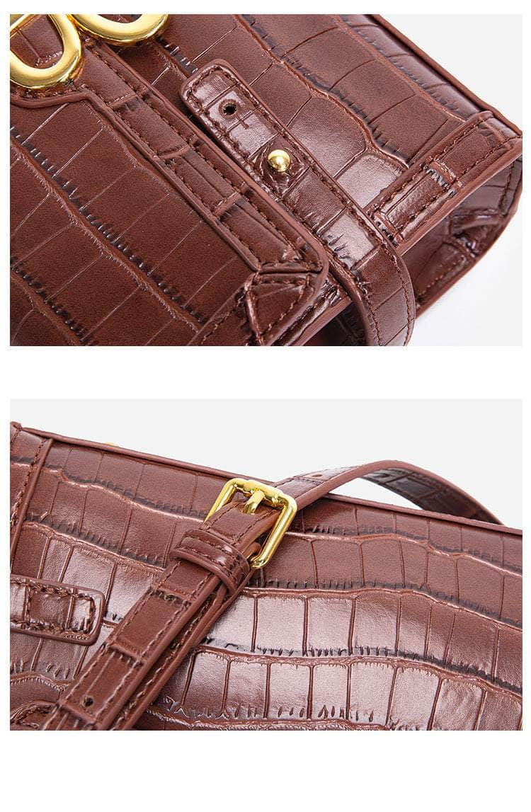 Elegant Croc Skin Crossbody Leather Bag