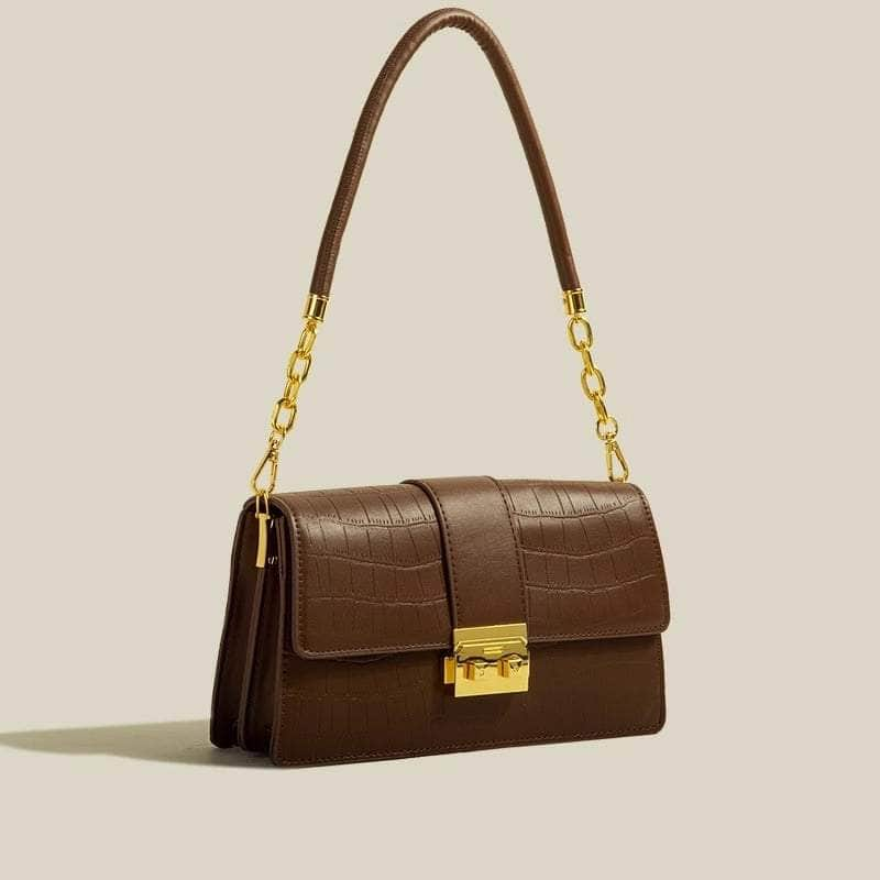 Elegant Croc Skin Handbag Coffee