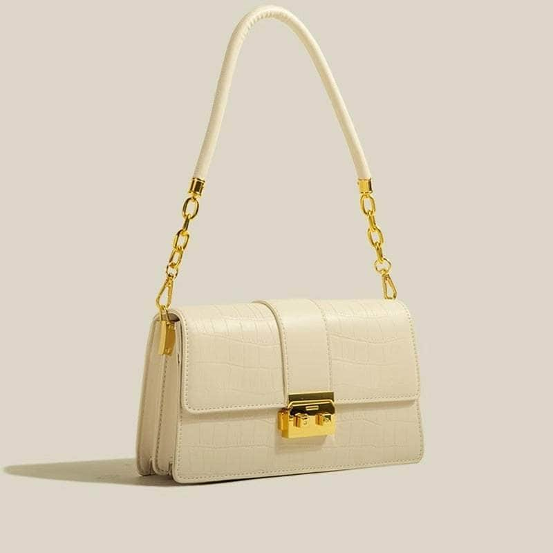 Elegant Croc Skin Handbag White