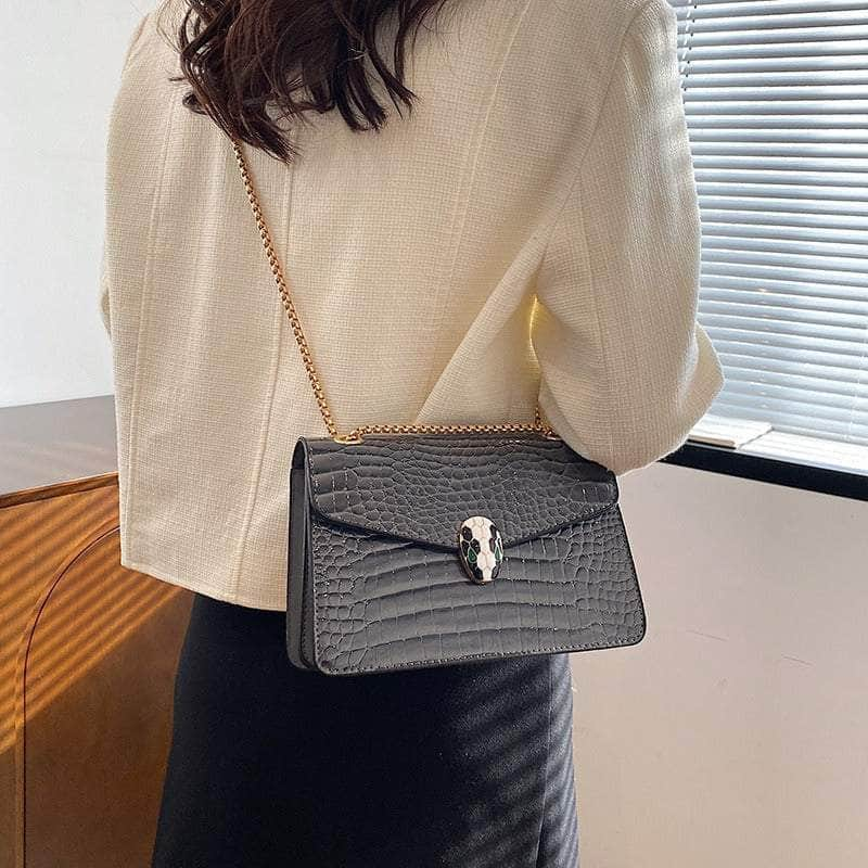 Elegant Croc Skin Leather Bag