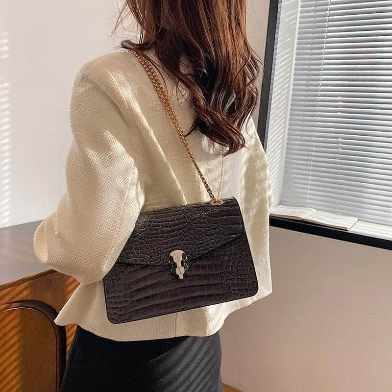 Elegant Croc Skin Leather Bag