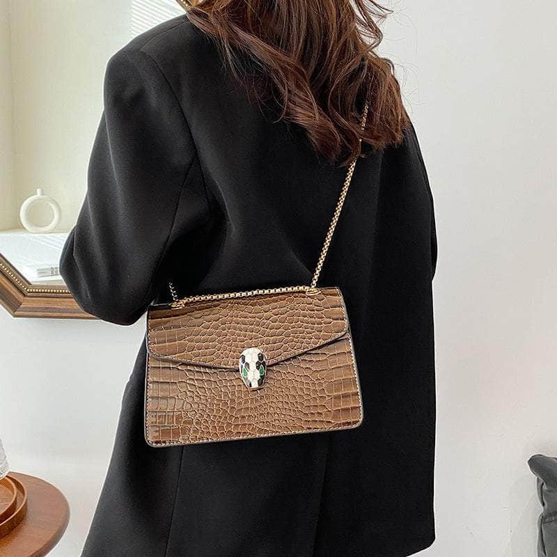 Elegant Croc Skin Leather Bag