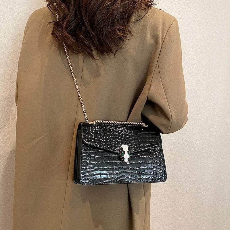 Elegant Croc Skin Leather Bag